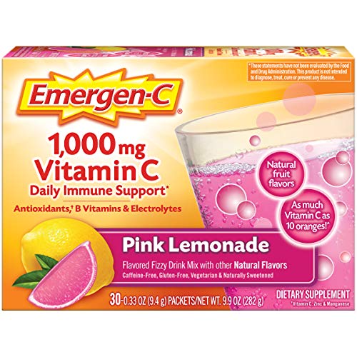 Emergen-C 1000mg Vitamin C Powder for Daily Immune Support Caffeine Free Vitamin C Supplements with Zinc and Manganese, B Vitamins and Electrolytes, Super Orange Flavor - 90 Count/3 Month Supply