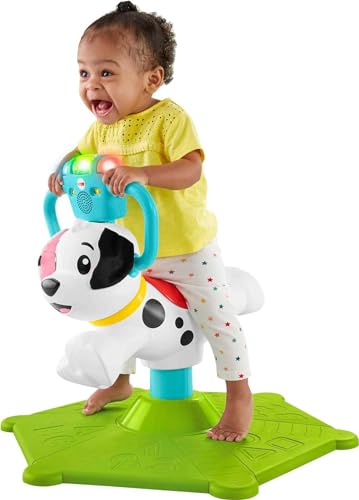 Fisher-Price Toddler Ride-On Learning Toy, Bounce and Spin Puppy Stationary Musical Bouncer for Babies and Toddlers Ages 12+ Months (Amazon Exclusive)
