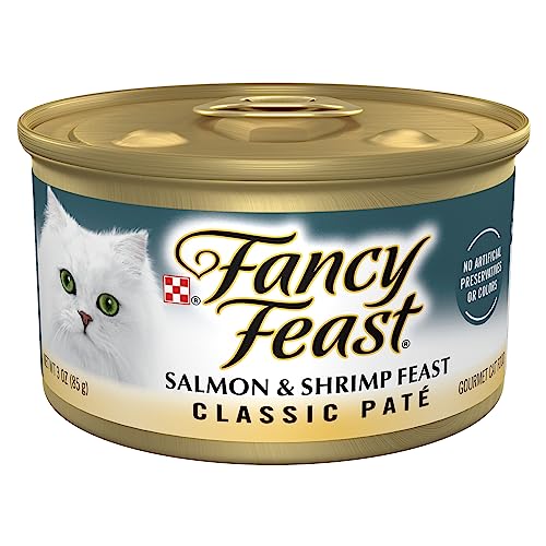 Purina Fancy Feast Salmon and Shrimp Feast Classic Grain Free Wet Cat Food Pate - (24) 3 oz. Cans