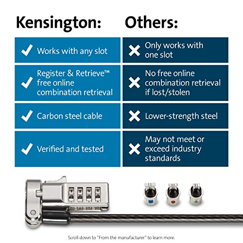 Kensington N17 Dell Laptop Computer Lock, Combination Security Locking Cable (K68008WW) Black
