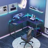 Sweetcrispy Computer Desk - L Shaped Gaming Desk, Corner Desks PC Desk Table with CPU Stand Side Bag for Home Office Dorm Sturdy Writing Workstation, Black, 50 Inch