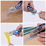 Amazon Basics Folding Utility Knife, Lightweight Aluminum Body with Holster, Light Blue