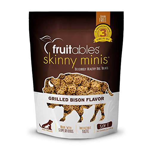Fruitables Skinny Mini Dog Treats – Healthy Treats for Dogs – Low Calorie Training Treats – Free of Wheat, Corn and Soy – Grilled Bison – 5 Ounces