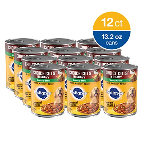 PEDIGREE CHOICE CUTS IN GRAVY Adult Canned Soft Wet Dog Food, Country Stew, 13.2 oz. Cans (Pack of 12)