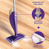 Swiffer WetJet Wood Floor Mopping and Cleaning Starter Kit, All Purpose Floor Cleaning Products, 1 Mop, 10 Pads, Cleaning Solution, Batteries