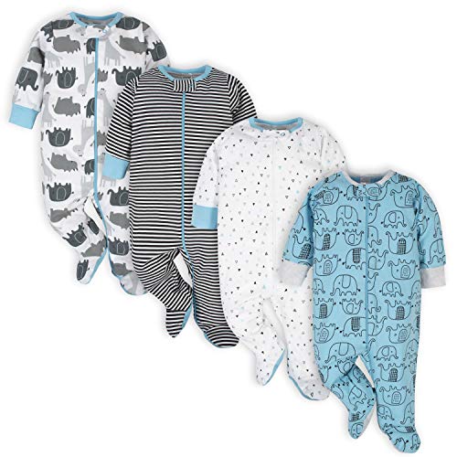 Onesies Brand Baby Boys 4-pack N Play Footies And Toddler Sleepers, Blue Elephant, 0-3 Months US
