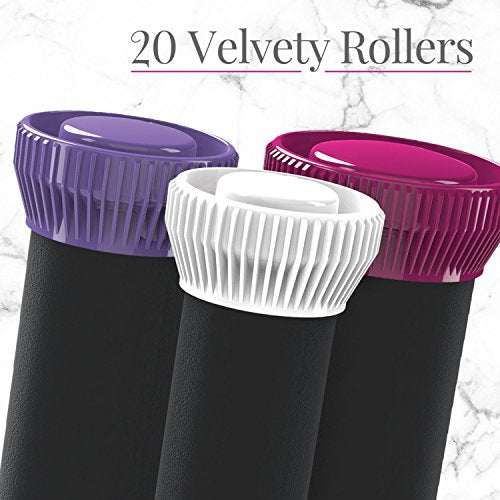 Remington Ionic Conditioning Hair Setter, 20 Velvet Hair Rollers, 6 Large (1¼”), 10 Medium (1), 4 Small (¾”)