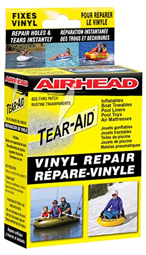 TEAR-AID Vinyl Repair Kit, Type B Clear Patch for Vinyl and Vinyl-Coated Materials, Works on Vinyl Tents, Awnings, Air Matresses, Pool Liners & More, Green Box, Single Pack