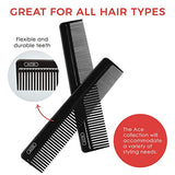 Ace Hair Dressing Comb - 7.5 Inch, Black - Great for All Hair Types - Fine Comb Teeth for Thin to Medium Hair