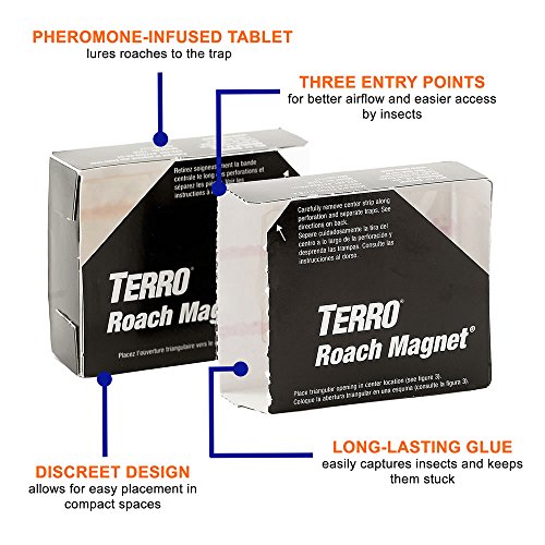 TERRO T256 Poison Free Roach Magnet Trap and killer with Exclusive Pheromone Technology - Kills Ants, Spiders, Scropions, Silverfish, Crickets, and More - 12 Traps