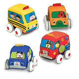 Melissa & Doug Ks Kids Pull-Back Vehicle Set - Soft Baby Toy Set With 4 Cars and Trucks and Carrying Case - Pull Back Cars, Toys For Babies And Toddlers