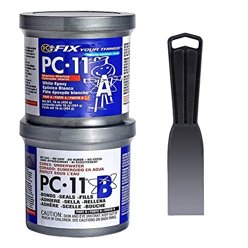 PC Products PC-11 Epoxy Adhesive Paste, Two-Part Marine Grade, 1 lb in Two Cans, Off White 62118, 2-Pack
