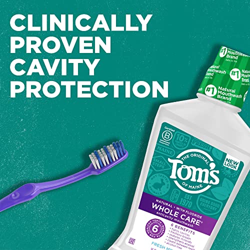 Toms Of Maine Whole Care Natural Fluoride Mouthwash, Fresh Mint, 16 oz. 3-Pack (Packaging May Vary)