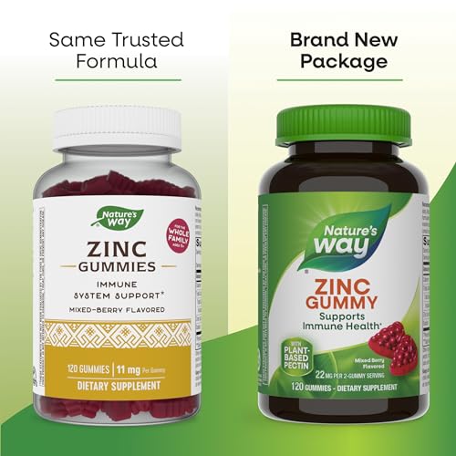 Natures Way Zinc Gummies for Immune Support, Mixed Berry Flavored, 11 mg, 120 Gummies