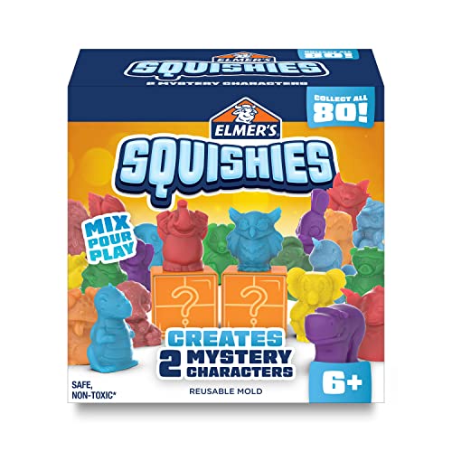 Elmer’s Squishies Kids’ Activity Kit, DIY Squishy Toy Kit Creates 4 Mystery Characters, 24 Piece Kit
