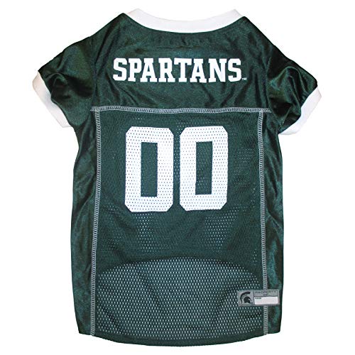 Pets First NCAA College Michigan State Spartans Mesh Jersey for DOGS & CATS, XXX-Large. Licensed Big Dog Jersey with your Favorite Football/Basketball College Team