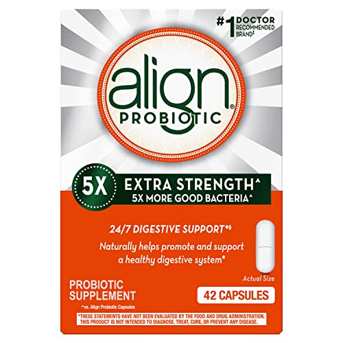 Align Probiotic Extra Strength, Probiotics for Women and Men, #1 Doctor Recommended Brand‡, 5X More Good Bacteria^ to Help Support a Healthy Digestive System, 42 Capsules