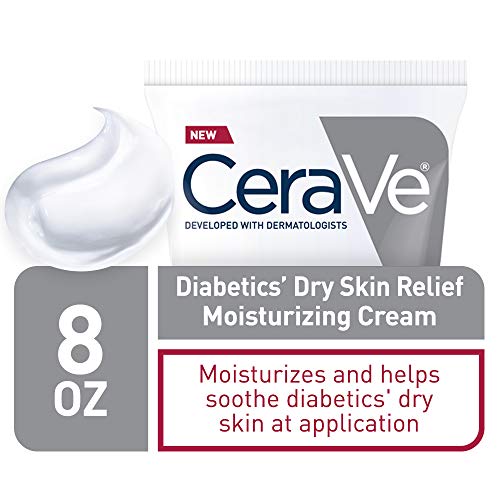 CeraVe Moisturizing Cream for Diabetics’ Dry Skin | Urea Cream with Bilberry for Face and Body | Fragrance Free & Paraben Free | 8 Ounce
