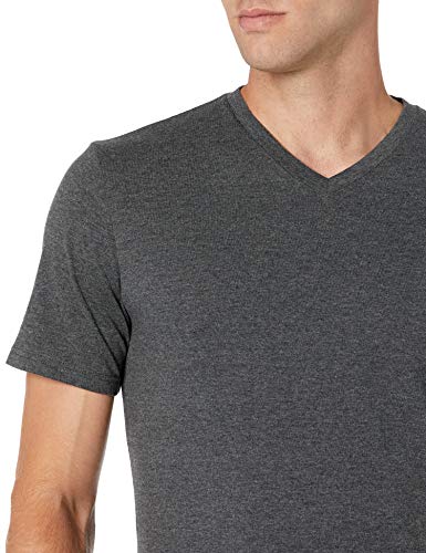 Amazon Essentials Men's Slim-Fit Short-Sleeve V-Neck T-Shirt, Pack of 2, Black/Charcoal Heather, X-Large