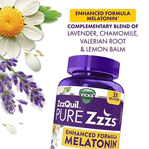 Zzzquil, Pure ZZZs, Enhanced Melatonin, Sleep Aid Gummies, 3X Melatonin, Helps you Naturally Fall Asleep Fast, 6mg Melatonin & Blend of Chamomile, Lavender & Valerian Root, 100 Count