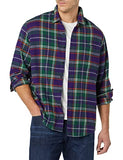 Amazon Essentials Men's Long-Sleeve Flannel Shirt (Available in Big & Tall), Dark Brown Plaid, X-Small