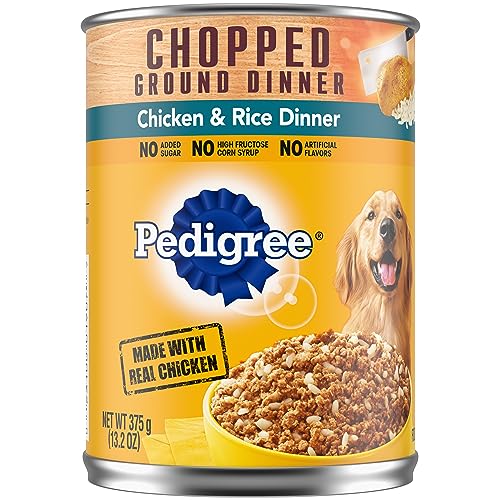 PEDIGREE CHOPPED GROUND DINNER Adult Canned Soft Wet Dog Food with Chicken, 22 oz. Cans (Pack of 12)