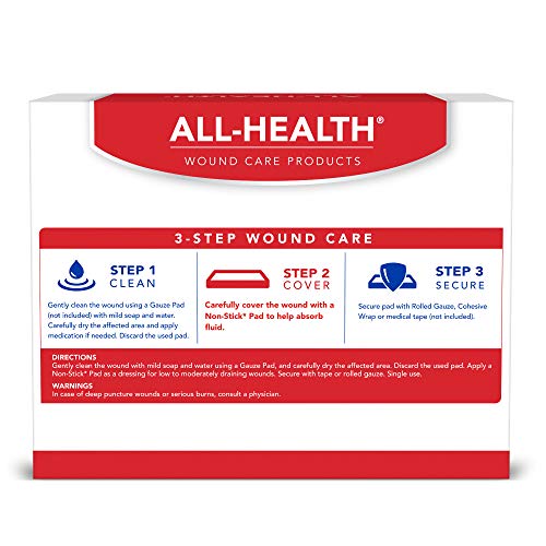 All Health Non-Stick Pads | For Covering & Protecting Wounds, 3x4 Inch, 100 Count (Pack of 1)