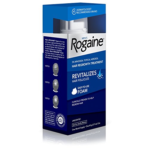 Mens Rogaine 5% Minoxidil Foam for Hair Loss and Hair Regrowth, Topical Treatment for Thinning Hair, 1-Month Supply
