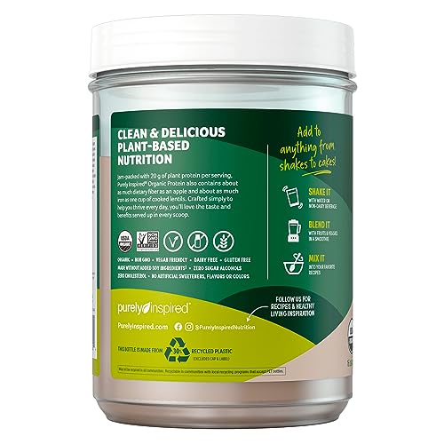 Purely Inspired Plant Based Protein Powder | Organic Protein Powder | Vegan Protein Powder for Women & Men | 22g of Plant Protein | Pea Protein Powder | Decadent Chocolate, 1.3 lb (16 Servings)