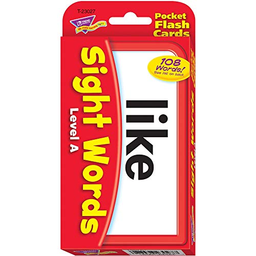 Trend Enterprises Sight Words Level A Pocket Flash Cards, Great for Skill Building and Test Prep, 56 Two-Sided Cards Included, 108 Commonly-Used Words, for Ages 4 and Up,Red