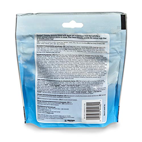 Kaytee Timothy Biscuits Baked Treat for Pet Guinea Pigs, Rabbits & Other Small Animals, Apple, 4 oz