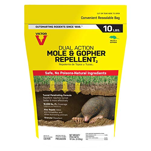 Victor M7002-2 Mole, Gopher, Vole, and Other Burrowing Animals Outdoor Repellent ,Yellow 10 Pound (Pack of 1)