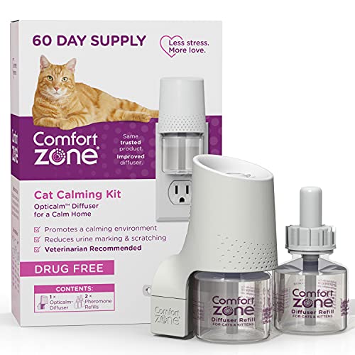 Comfort Zone Cat Calming Pheromone Diffuser 60 Day Starter Kit (1 Diffuser & 2 Refills)