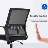 FDW Home Office Chair Ergonomic Desk with Lumbar Support Armrests Mid-Back Mesh Computer Executive Adjustable Rolling Swivel Task, Black