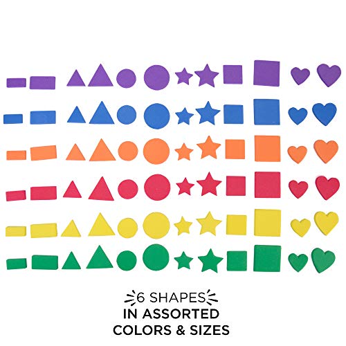 Horizon Group USA Assorted Foam Sticker Shapes, 750+ Stick-On Shapes in 6 Designs, Arts & Craft Materials for Home or School, Art Class Supplies, Assorted Craft Supplies for Kids & Adults