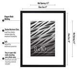 Americanflat 11x14 Picture Frame in Black - Thin Border 8x10 Picture Frame with Mat or 11x14 Frame Without Mat - Shatter Resistant Glass - Horizontal and Vertical Formats for Wall