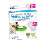 Catit Triple Action Water Fountain Filters, Replacement Cat Drinking Fountain Filters, 5 Pack