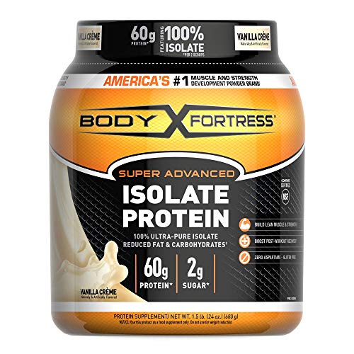 Body Fortress Super Advanced Isolate Protein Powder, Gluten Free, Vanilla Creme Flavored, 1.5 Lb