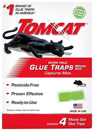 Tomcat Super Hold Glue Traps Mouse Size, Contains 4 Traps - Captures Mice - Also Used for Cockroaches, Scorpions, Spiders and Many Other Pests