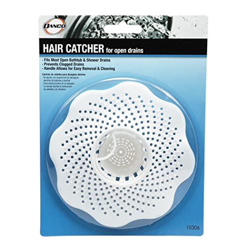 Danco 10306, Tub Protector Hair Cather and Strainer, Hair Drain Clog Prevention Drain Snake, Snare and Auger
