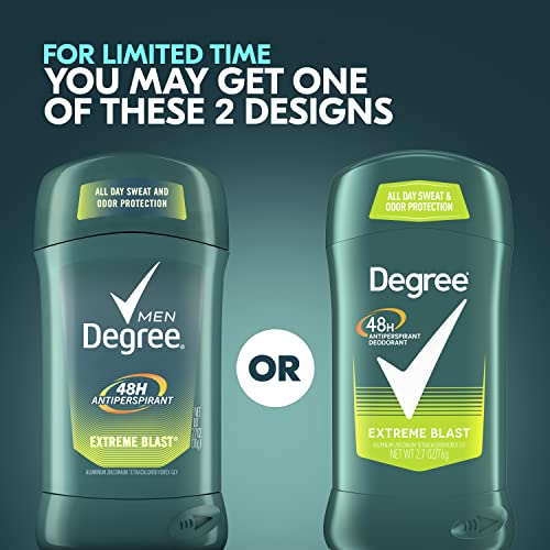 Degree Men Original Antiperspirant Deodorant for Men, Pack of 2, 48-Hour Sweat and Odor Protection, Extreme Blast 2.7 oz