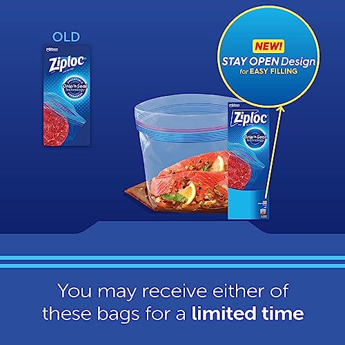 Ziploc Gallon Food Storage Freezer Bags, New Stay Open Design with Stand-Up Bottom, Easy to Fill, 28 Count
