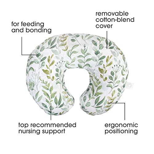 Boppy Nursing Pillow Original Support, Green Foliage, Ergonomic Nursing Essentials for Bottle and Breastfeeding, Firm Fiber Fill, with Removable Nursing Pillow Cover, Machine Washable