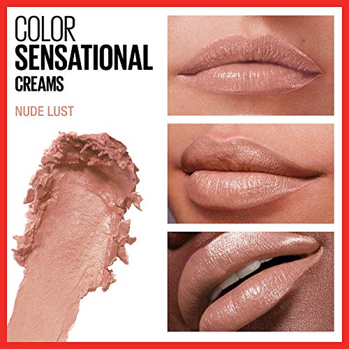 Maybelline New York Color Sensational Lipstick, Lip Makeup, Cream Finish, Hydrating Lipstick, Nude Lust, Nude ,1 Count