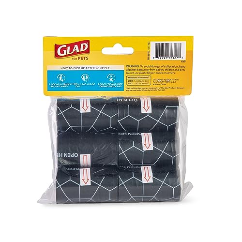 Glad for Pets Extra Large, Heavy Duty Scented Dog Waste Bags Refill Rolls, Fresh Scent | Tear Resistant Doggie Poop Bags for Dogs, 6 rolls, Total 90 Count