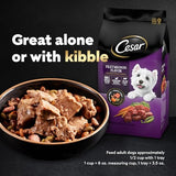 CESAR Adult Wet Dog Food Loaf & Topper in Sauce Rotisserie Chicken Flavor with Bacon & Cheese, 3.5 oz. Easy Peel Trays, Pack of 24