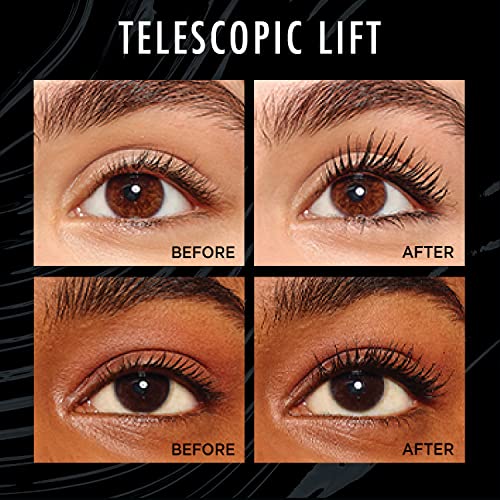 L’Oréal Paris Telescopic Lift Washable Mascara, Lengthening and Volumizing Eye Makeup, Lash Lift with Up to 36HR Wear, Blackest Black, 0.33 Fl Oz