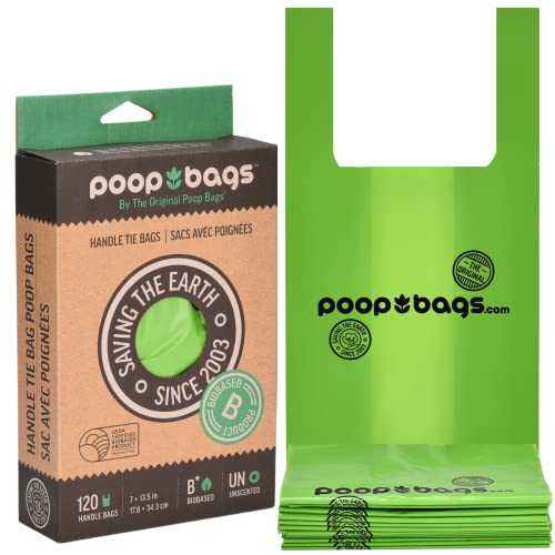 The Original Poop Bags® Dog Bags For Poop, Doggy Poop Bags Refills, Doggy Poop Bags 38% Plant Based USDA, Poop Bags for Dogs, Dog Poo Bags with Handle Tie - Leak Proof & Strong Doggy Bag, Unscented