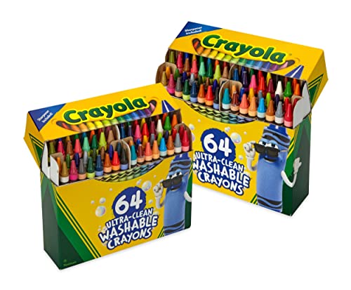 Crayola Washable Crayons - 64 Count (2 Boxes), Kids Crayons, Back to School Craft Supplies for Classrooms, Nontoxic, Ages 3+ [Amazon Exclusive]