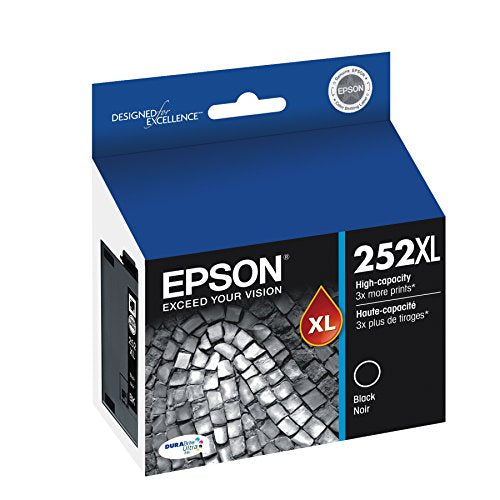 EPSON 252 DURABrite Ultra Ink High Capacity Black Cartridge (T252XL120-S) Works with WorkForce WF-3620, WF-3640, WF-7110, WF-7610, WF-7620, WF-7710, WF-7720, WF-7210